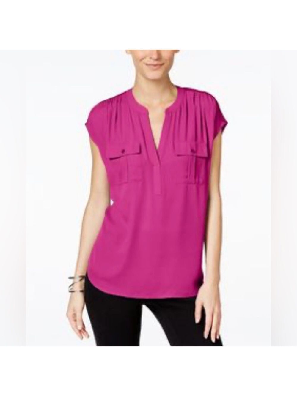 INC by Macys Pink Short Dolman Sleeve Blouse